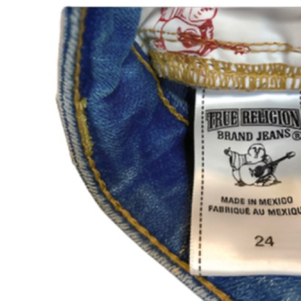 True Religion Jeans With Gold Stitching On Back Pockets Size 24 - Picture 9 of 10